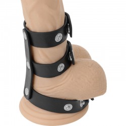 DARKNESS - ANILLO DOBLE PENE Y TESTÃCULOS AJUSTABLE LEATHER