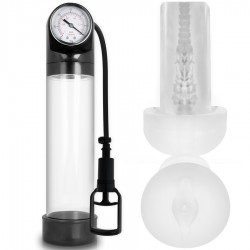 PUMP ADDICTED - BOMBA ERECCIÃN RX9 TRANSPARENTE CON MASTURBADOR