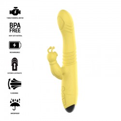 INTENSE TOKY VIBRADOR MULTIFUNCIaN RECARGABLE UP DOWN CON ESTIMULADOR DE CLITORIS AMARILLO