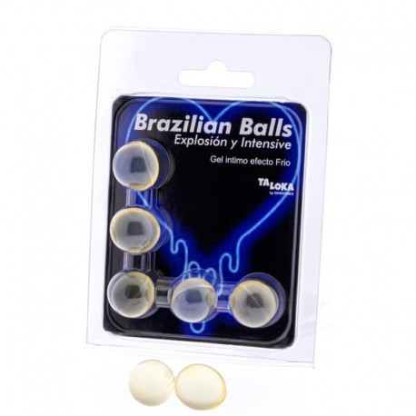 TALOKA BRAZILIAN BALLS GEL EXCITANTE EFECTO FRIO Y VIBRACIaN 5 BOLAS