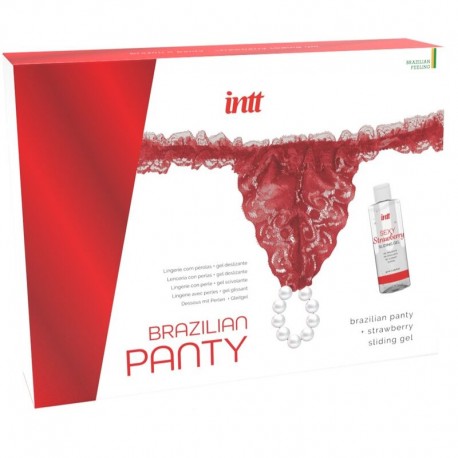 INTT RELEASES PANTY BRASILEaO ROJA CON PERLAS Y GEL LUBRICANTE 50 ML