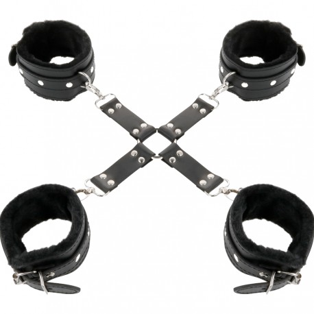 DARKNESS ESPOSAS DE CUERO PARA PIES Y MANOS NEGRO