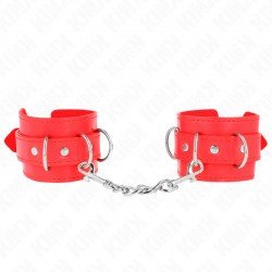 KINK - MUÃEQUERAS CON 3 ANILLAS EN D AJUSTABLE ROJO 17.5-25 CM X 6 CM