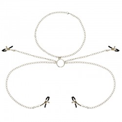 OHMAMA FETISH - 4 PINZAS PEZONES CON COLLAR DE CADENAS