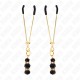 KINK PINZAS PARA PEZONES DORADA FINA CON TRIPLE BOLA DE VIDRIO NEGRO 7 CM