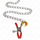 KINK PINZAS PARA PEZONES Y CLaTORIS ROJAS CON CASCABEL DORADO Y CADENA 30 CM