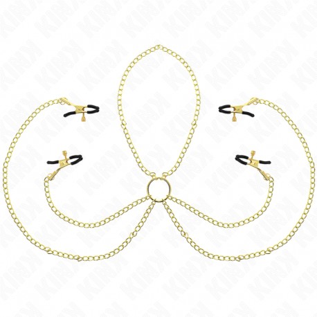 KINK PINZAS PARA PEZONES Y CLaTORIS 4 ENGANCHES AJUSTABLE DORADO
