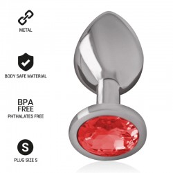 INTENSE PLUG ANAL METAL ALUMINIO CON CRISTAL ROJO TALLA S