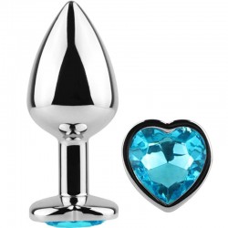 SECRETPLAY METAL BUTT PLUG CORAZaN AZUL TALLA S 7 CM