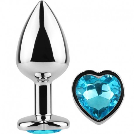 SECRETPLAY METAL BUTT PLUG CORAZaN AZUL TALLA S 7 CM
