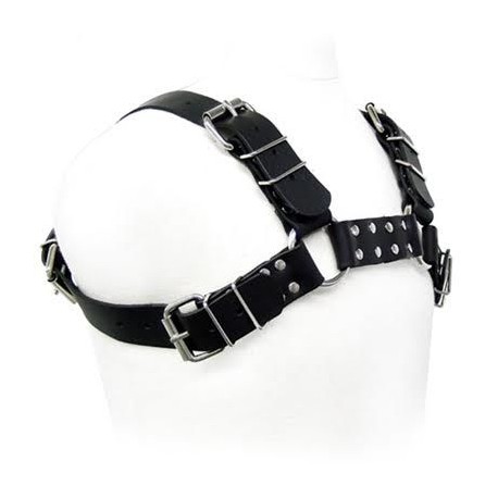 LEATHER BODY BLACK BULL DOG HARNESS