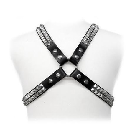 LEATHER BODY PYRAMID STUD HARNESS