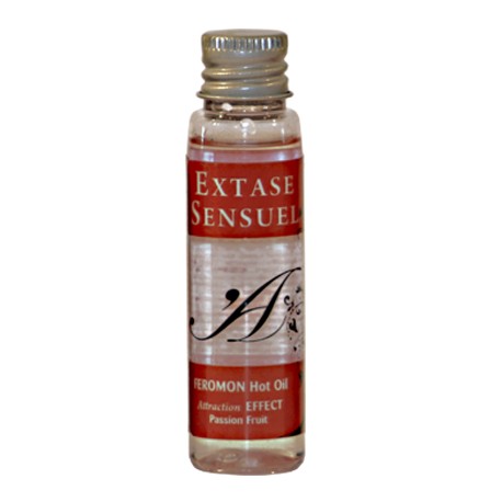 EXTASE SENSUAL ACEITE MASAJE EFECTO CALOR CON FEROMONAS FRUTA DE LA PASION VIAJE 35 ML