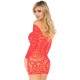 LEG AVENUE MINI VESTIDO DE ENCAJES MANGA LARGA ROJO TALLA UNICA