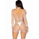 LEG AVENUE VESTIDO DE REJILLA MANGA LARGA BLANCO TALLA aNICA