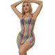 SUBBLIME 952457 BODYSTOCKING DE REJILLA SIN MANGAS CON HOMBROS DESCUBIERTOS ARCOIRIS TALLA aNICA