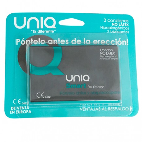 UNIQ SMART PRESERVATIVOS PRE ERECCIaN SIN LATEX 3 UNIDADES