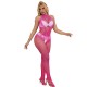 SUBBLIME 952389 BODYSTOCKING CROTCHLESS DE REJILLA Y ENCAJE CON CUELLO ALTO ROSA TALLA aNICA