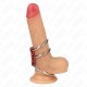 KINK ANILLO PENE TRIPLE METAL 37 CM A 5 CM CONECTADOS CON CUERO ROJO