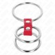 KINK ANILLO PENE TRIPLE METAL 37 CM A 5 CM CONECTADOS CON CUERO ROJO