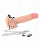 KINK ANILLO PENE TRIPLE METAL CROMADO 38 CM A 5 CM CON CADENA METAL 26 CM Y PINZAS PARA PEZONES MODELO 1