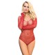 SUBBLIME 952303 BODYSTOCKING DE REJILLA BRILLANTE CON HOMBROS DESCUBIERTOS MANGA LARGA ROJO TALLA aNICA