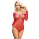 SUBBLIME 952303 BODYSTOCKING DE REJILLA BRILLANTE CON HOMBROS DESCUBIERTOS MANGA LARGA ROJO TALLA aNICA