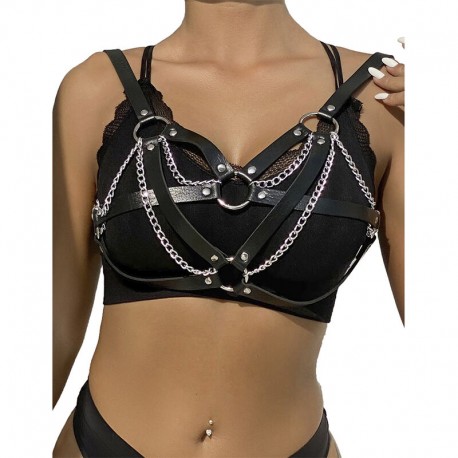 SUBBLIME 953713 CINTURaN DE BONDAGE PUNK HEBILLA METAL NEGRO TALLA aNICA