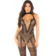 LEG AVENUE BODYSTOCKING CROTCHLESS DE REJILLA NEGRO TALLA aNICA