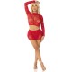 LEG AVENUE TOP FALDA DE REJILLA CON BRILLANTES ROJO