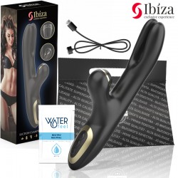 IBIZA VIBRADOR HI TECH RABITT POR ONDAS CLITORIALES Y DOBLE CLAMPING NEGRO DOBLE CLAMPING NEGRO