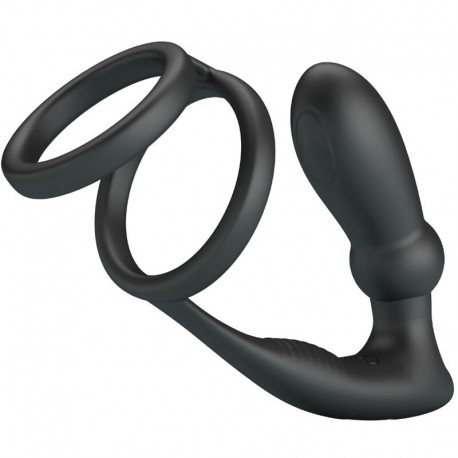 PRETTY LOVE EMONI ANILLO PENE PLUG ANAL 12 VIBRACIONES NEGRO