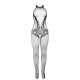 SUBBLIME 951801 BODYSTOCKING CROTCHLESS DE REJILLA Y ENCAJE CON CUELLO ALTO NEGRO TALLA aNICA