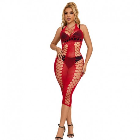 SUBBLIME 952327 VESTIDO DE REJILLA LARGO ROJO TALLA aNICA