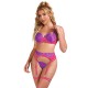 SUBBLIME 955366 SET SUJETADOR CON ENCAJE Y LIGUEROS ROSA Y MORADO L XL