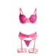 SUBBLIME 955366 SET SUJETADOR CON ENCAJE Y LIGUEROS ROSA Y MORADO L XL