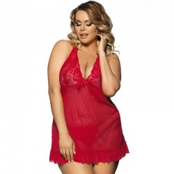 SUBBLIME - QUEEN PLUS RED BABYDOLL FLORAL MOTIVS IN BREASTS
