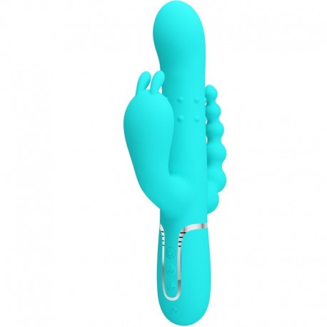 PRETTY LOVE CAMMY TRIPLE VIBRADOR RABBIT MULTIFUNCIaN 4 EN 1 AZUL