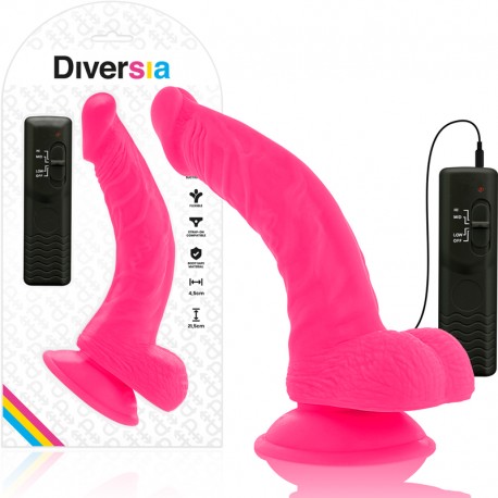 DIVERSIA DILDO FLEXIBLE CON VIBRACION ROSA 215 CM O 45 CM