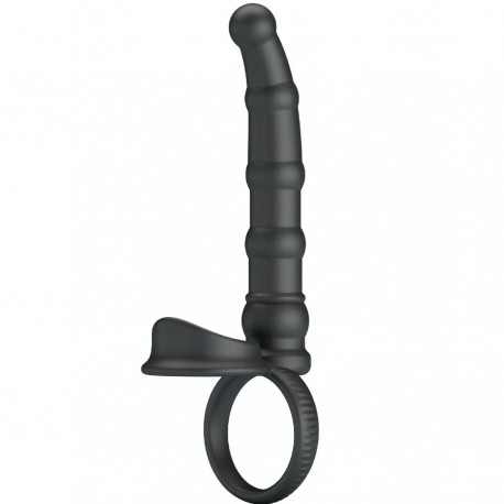 PRETTY LOVE TATUM ANILLO VIBRADOR PENE CON PLUG 10 VIBRACIONES NEGRO