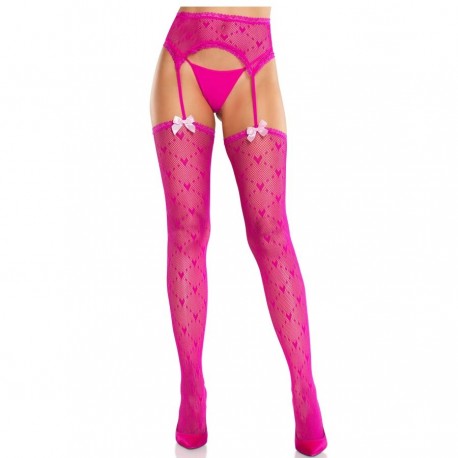 LEG AVENUE MEDIAS DE CORAZaN CON LIGAS MAGENTA