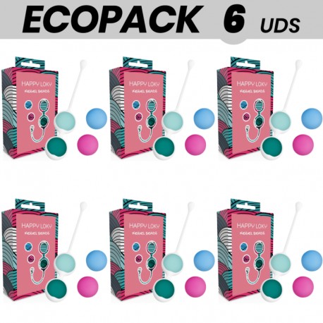 ECOPACK 6 UDS HAPPY LOKY KEGEL BEADS ENTRENAMIENTO SUELO PELVICO