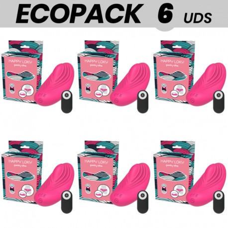 ECOPACK 6 UDS HAPPY LOKY PANTY VIBRADOR PARA BRAGUITA CONTROL REMOTO