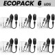 ECOPACK 6 UDS BLACKSILVER JENELL HUEVO VIBRADOR RECARGABLE