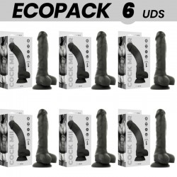 ECOPACK 6 UDS COCK MILLER SILICONA DENSITY COCKSIL ARTICULABLE NEGRO 18 CM