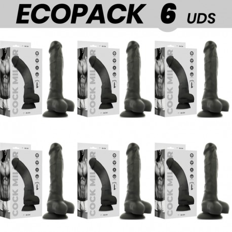 ECOPACK 6 UDS COCK MILLER SILICONA DENSITY COCKSIL ARTICULABLE NEGRO 18 CM