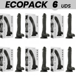 ECOPACK 6 UDS COCK MILLER SILICONA DENSITY COCKSIL ARTICULABLE NEGRO 24 CM