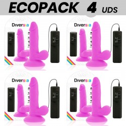 ECOPACK 6 UDS - DIVERSIA DILDO FLEXIBLE CON VIBRACION LILA 17 CM -O- 3.3 CM