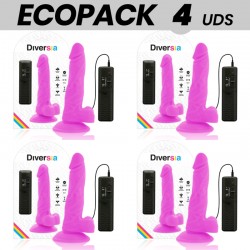 ECOPACK 6 UDS - DIVERSIA DILDO FLEXIBLE CON VIBRACIÃN LILA 18 CM -O- 4 CM