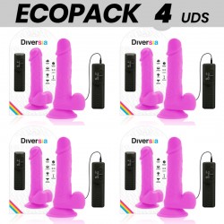 ECOPACK 6 UDS DIVERSIA DILDO FLEXIBLE CON VIBRACION LILA 205 CM O 42 CM